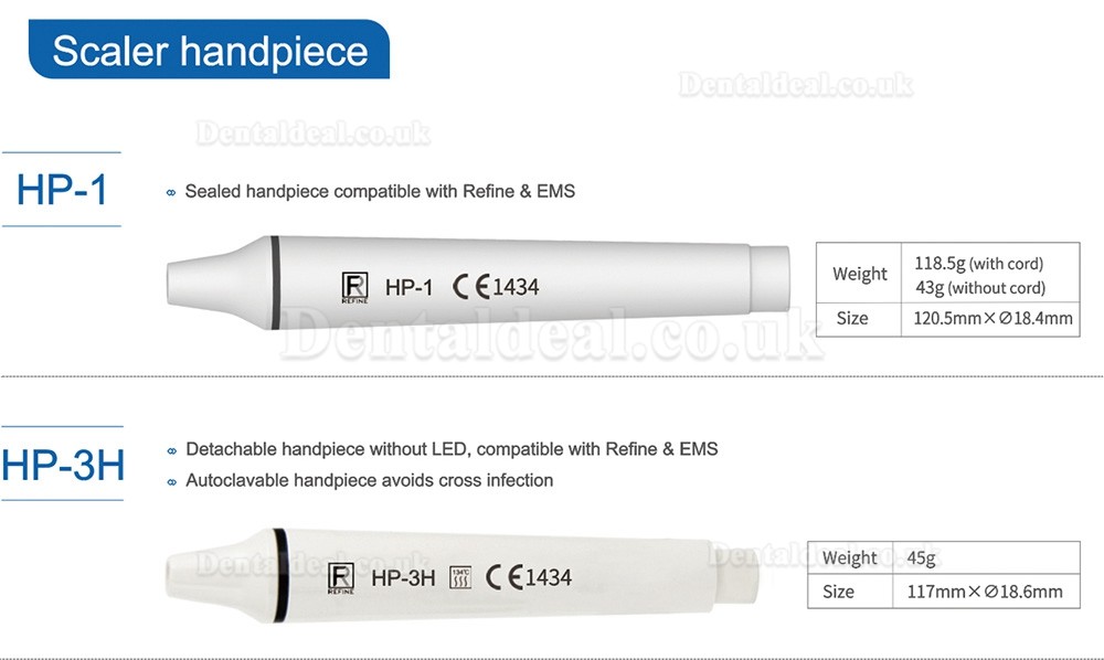 Refine Detachable Dental LED Ultrasonic Scaler Handpiece Compatible with Woodpecker & EMS