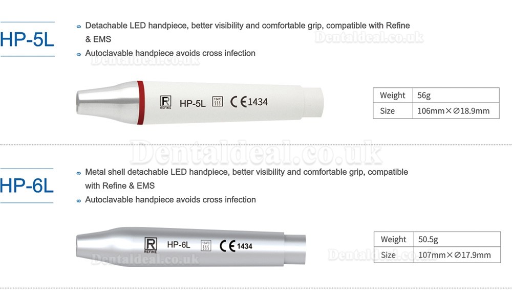 Refine Detachable Dental LED Ultrasonic Scaler Handpiece Compatible with Woodpecker & EMS