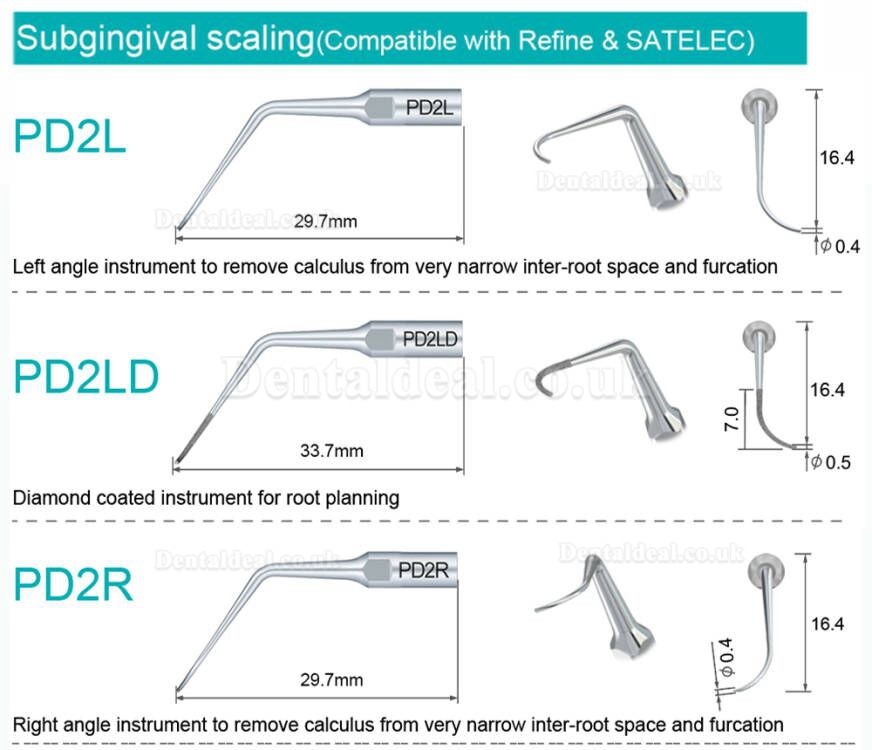 Refine Ultrasonic Scaler Tips P10 P11 P12 P14L P18 P20 P20L P20R P21 22 LR Fit Woodpecker EMS