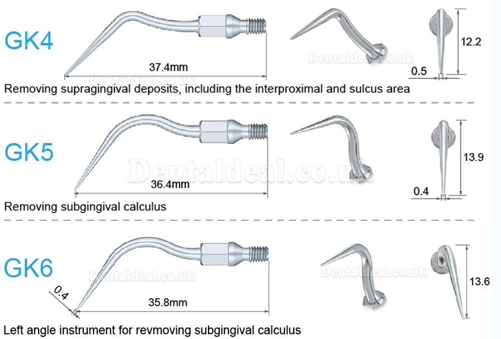 5 Pcs Dental Scaler Scaling Tips GK1 GK2 GK3 GK4 GK5 GK6 GK7 GK12 GK14 GK16 Fit KAVO SONICflex Scaler Handpiece