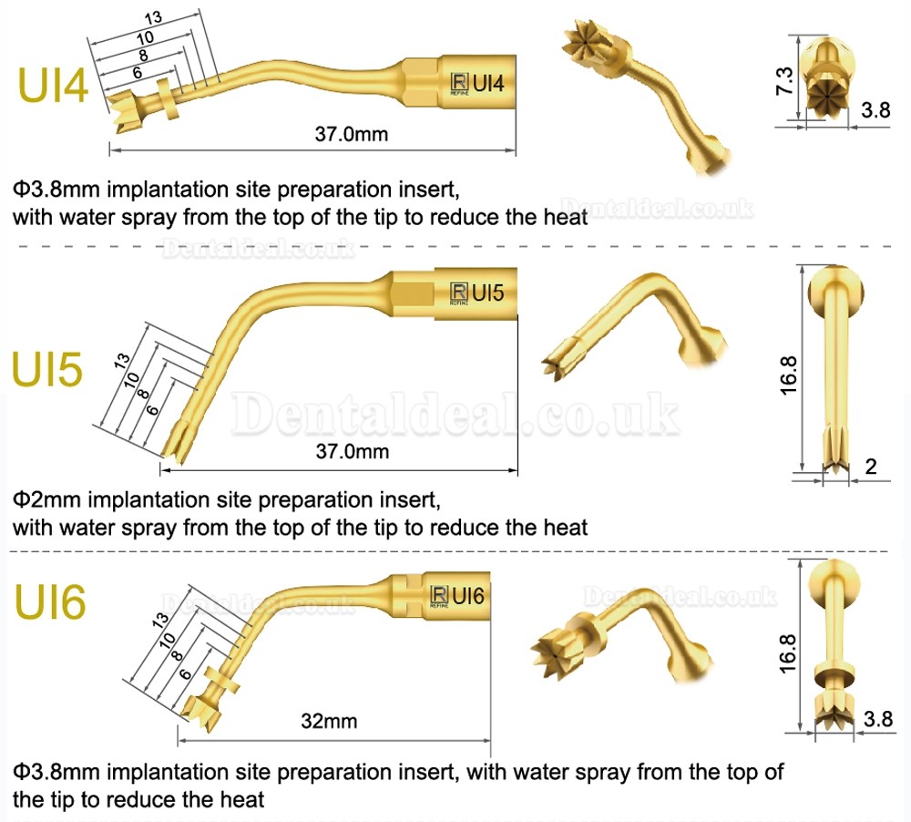 1Pcs Dental Piezosurgery Tips For Bone Cutting Sinus lifting Implant Ul1 UI2 UI3 UI4 UI5 Dental Surgery Tips Fit Mectron