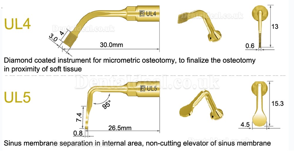 1Pcs Dental Bone Cutting Sinus lifting Exelcymosis Surgery Tips UL1 UL2 UL3 UL4 UL5 Fit Mectron Woodpecker