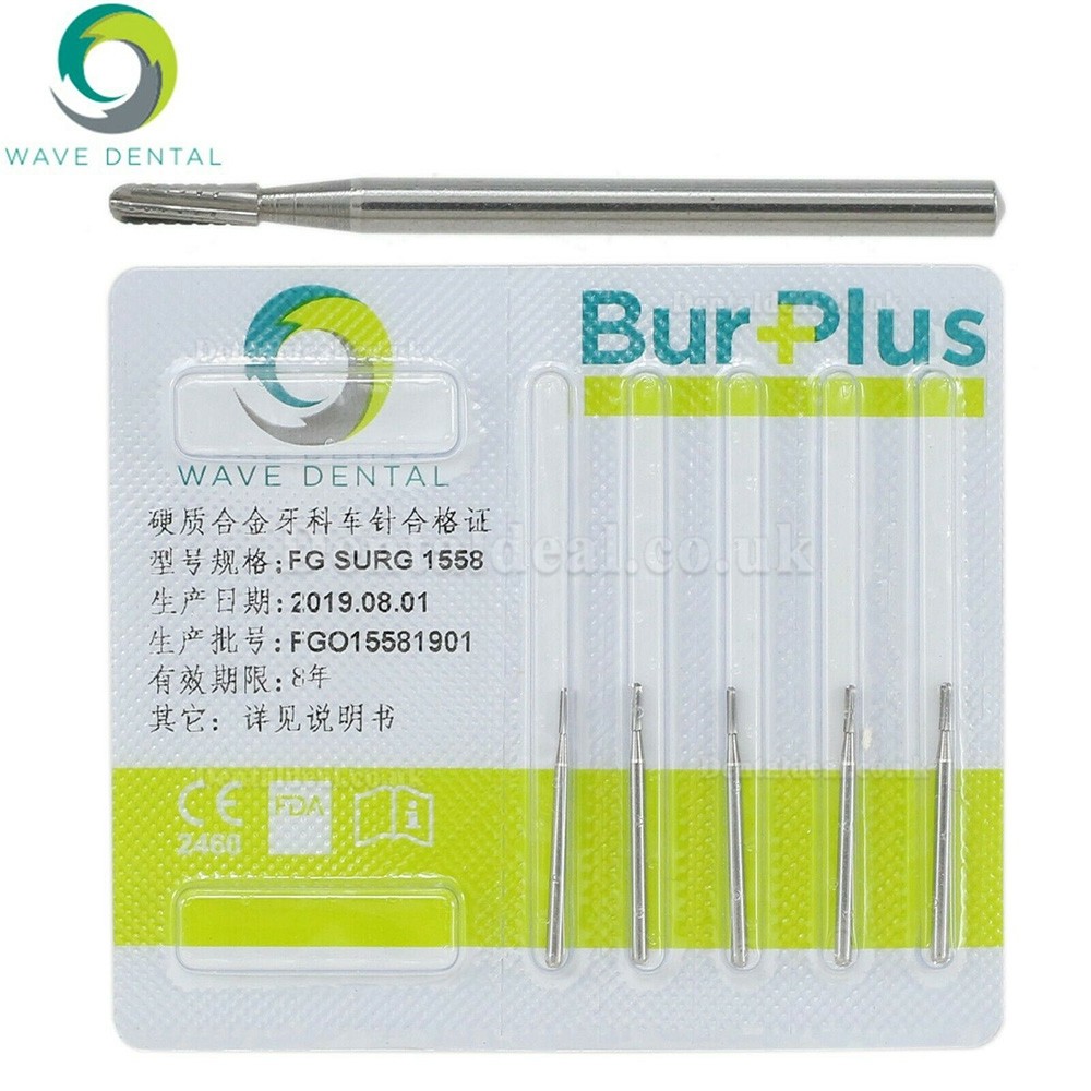 5 Packs Wave Dental Carbide Surgical Bur High Speed Handpiece FG SURG 1557 1558 Prima