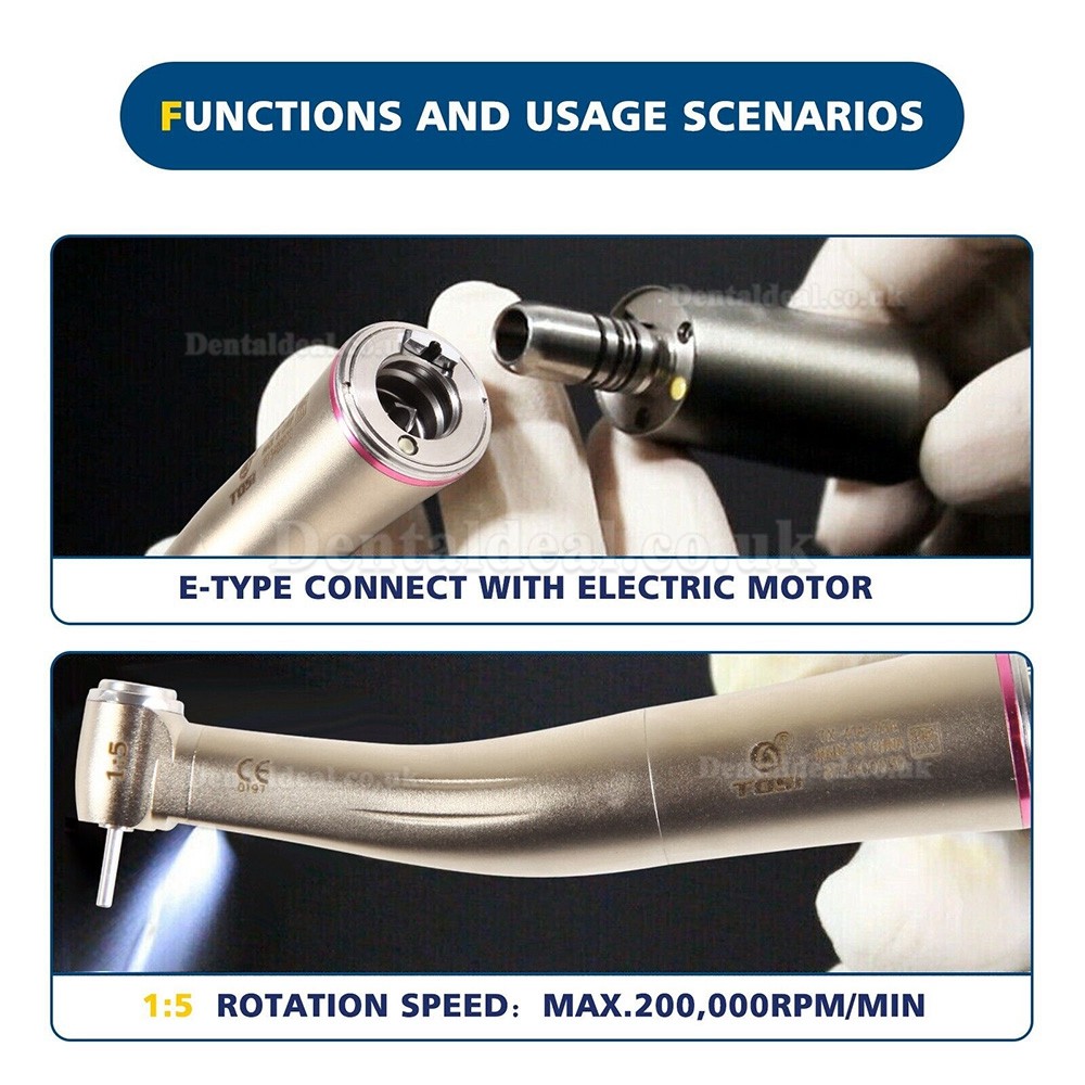 TOSI TX-414-734 Dental 1:5 Speed Increasing LED Contra Angle Handpiece Mini head
