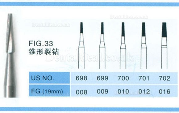 100PCS FG 1.6mm Dental Taper Fissure Carbide Burs