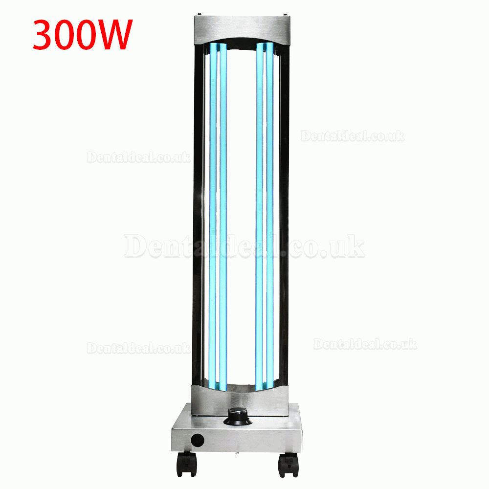 300W UV Ozone Sterilizer Wheel Germicidal Lamp Professional UVC Light Sterilization Hospital Disinfection UV Light Trolley