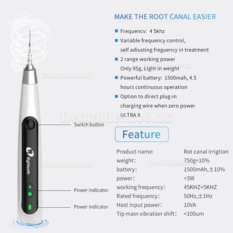 Eighteeth Ultra-X Endo Activator Cordless Ultrasonic Irrigator With 6 Pcs Needle Tips