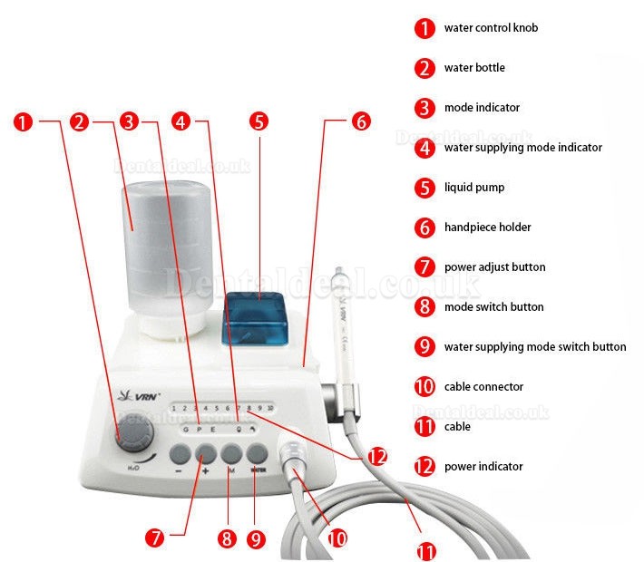 VRN® A8 Ultrasonic Scaler Wireless Control Auto-water Supply LED EMS Compatible