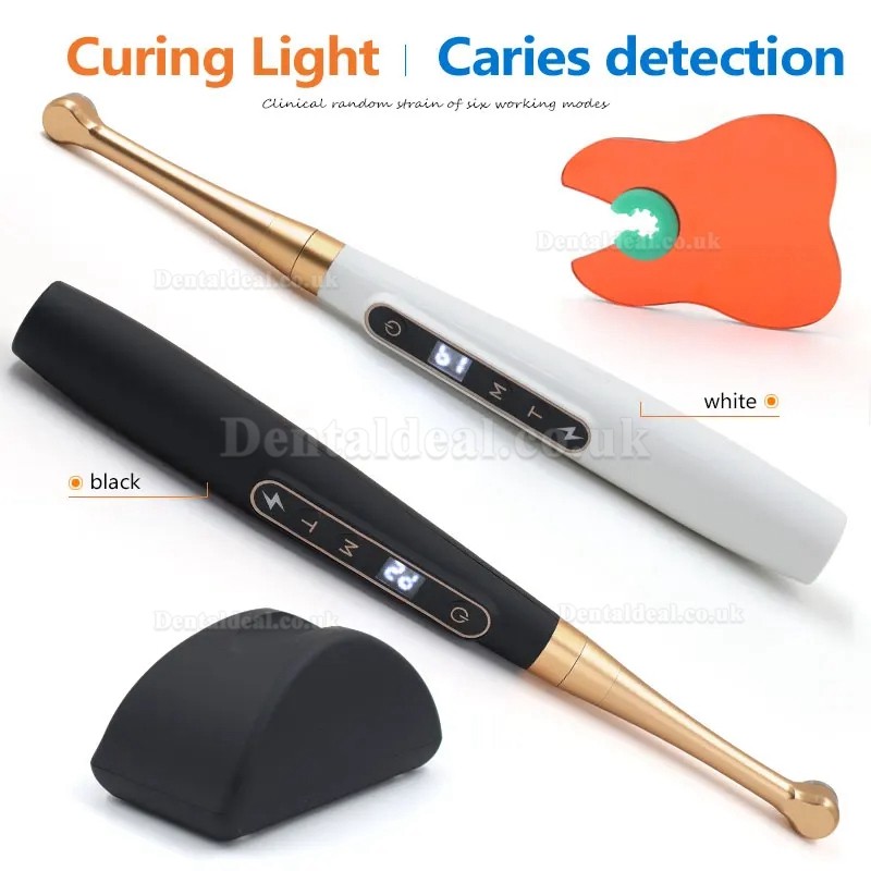 Dental Wireless 1 Second LED Curing Light with Caries Detection Detector 6 Modes 1800MW/CM2