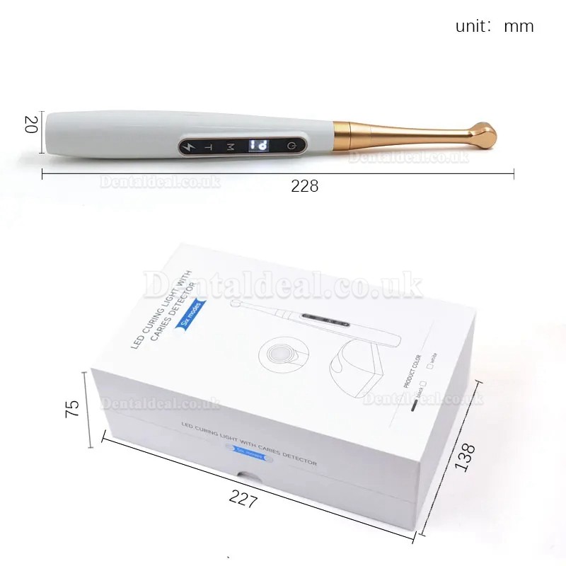 Dental Wireless 1 Second LED Curing Light with Caries Detection Detector 6 Modes 1800MW/CM2