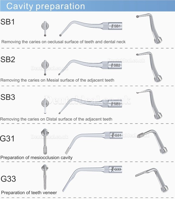 5Pcs Woodpecker SB2 Dental Cavity Preparation Scaling Tips Fit EMS