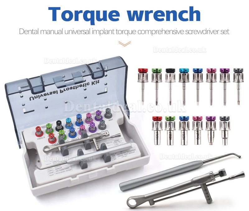 Dental Universal Implant Torque Wrench Prosthetic Kit with 14Pcs Screwdrivers