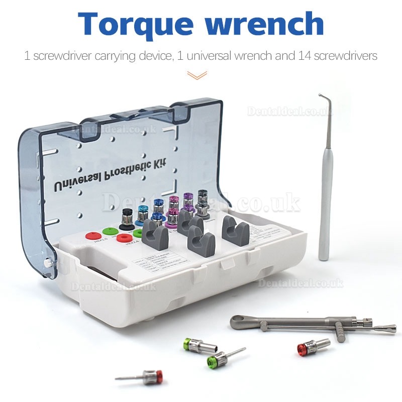 Dental Universal Implant Torque Wrench Prosthetic Kit with 14Pcs Screwdrivers