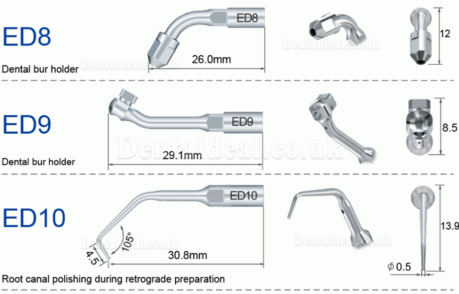 10 Pcs Refine Ultrasonic Scaler Tips E3D E4D E5D E10D E11D E12D E14D E15D Fit Woodpecker EMS