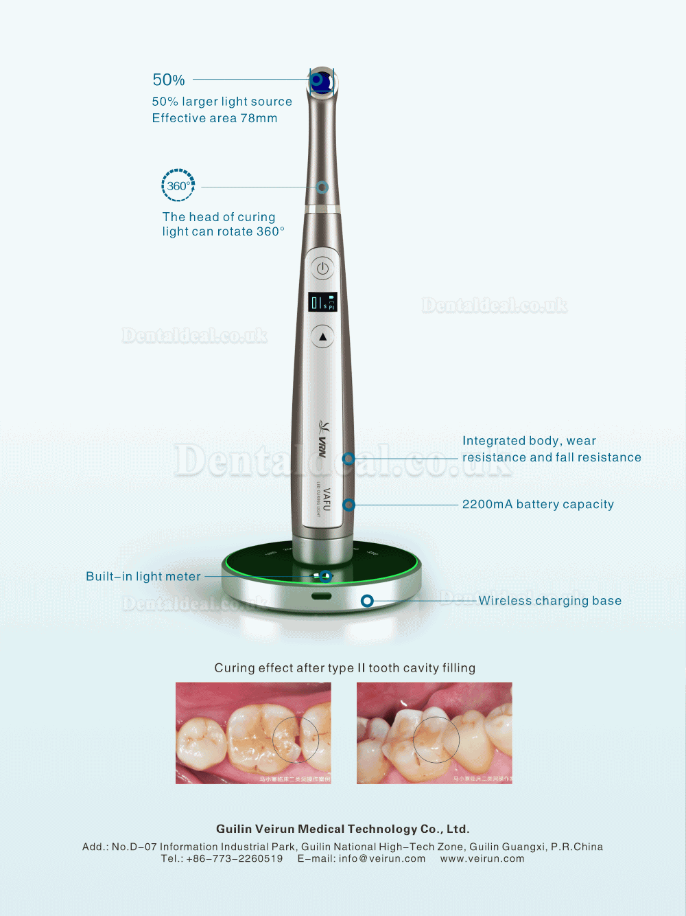 VRN VAFU High Power Dental Wireless LED Curing Light Lamp 3200mW with Caries Detector & Light Curing Meter